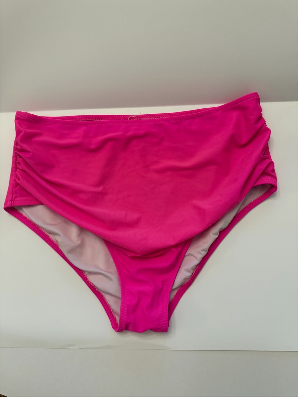 High-Waist Swim Bikini Bottoms in Hot Pink